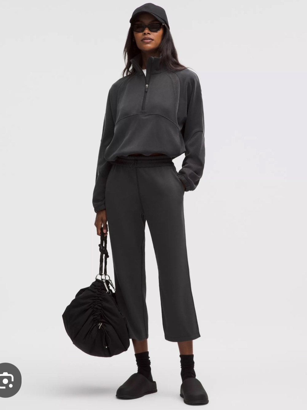 lululemon Black Cropped SoftStreme Pants with Side Pockets
